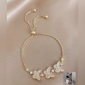 BUTTERFLY PAVE CZ BRACELET 14k GOLD PLATED